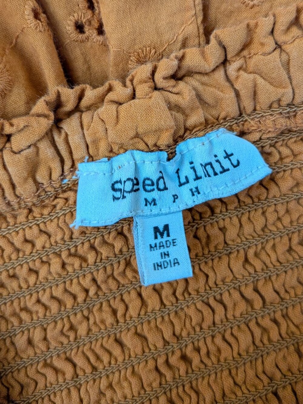 Shirred Eyelet Boho Summer Maxi Dress Sz M - Picture 3 of 4